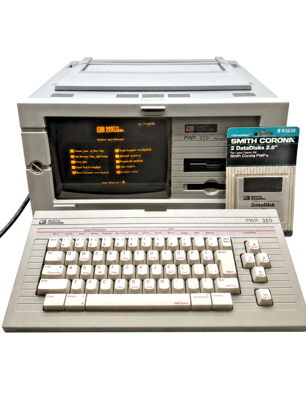 Smith Corona PWP 350 Word Processor Amber CRT Keyboard Prints - See Video